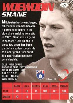 1999 Select AFL Premiere #63 Shane Woewodin Back